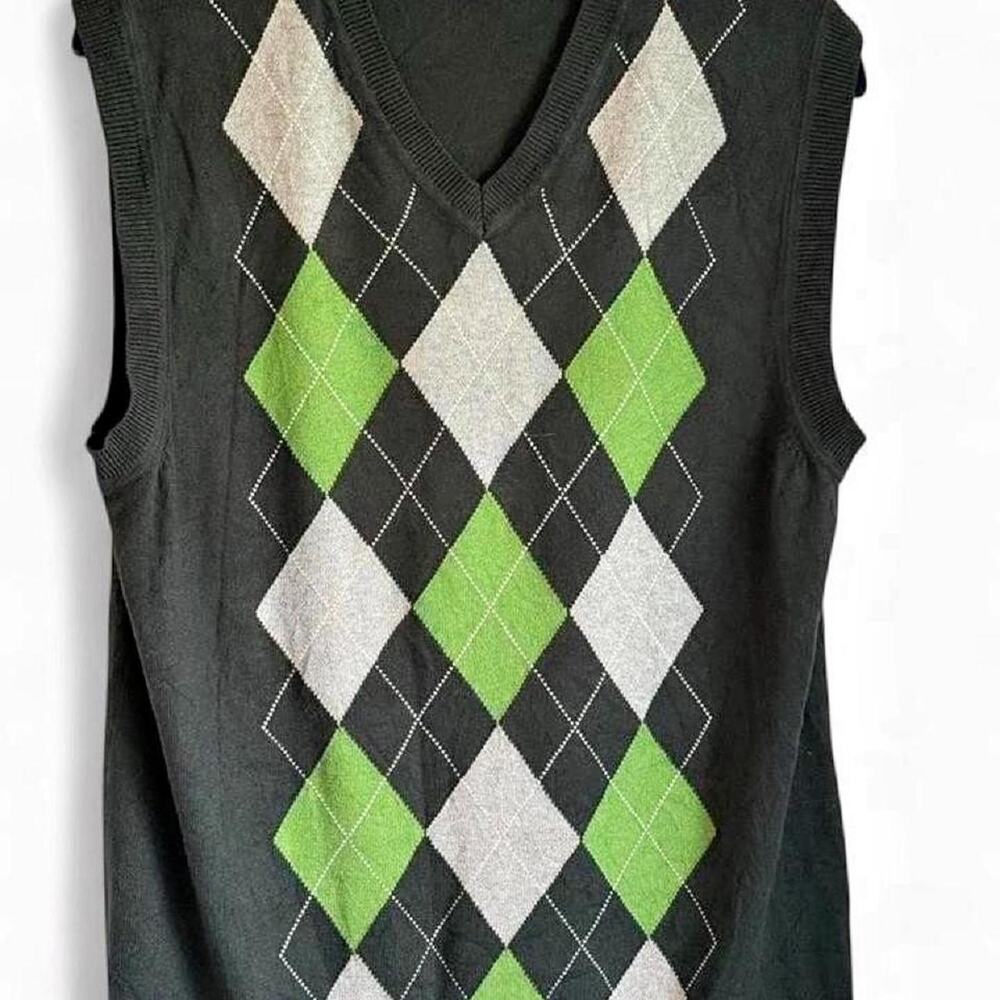 Banana Republic Men’s M Green Argyle Sweater Vest Preppy